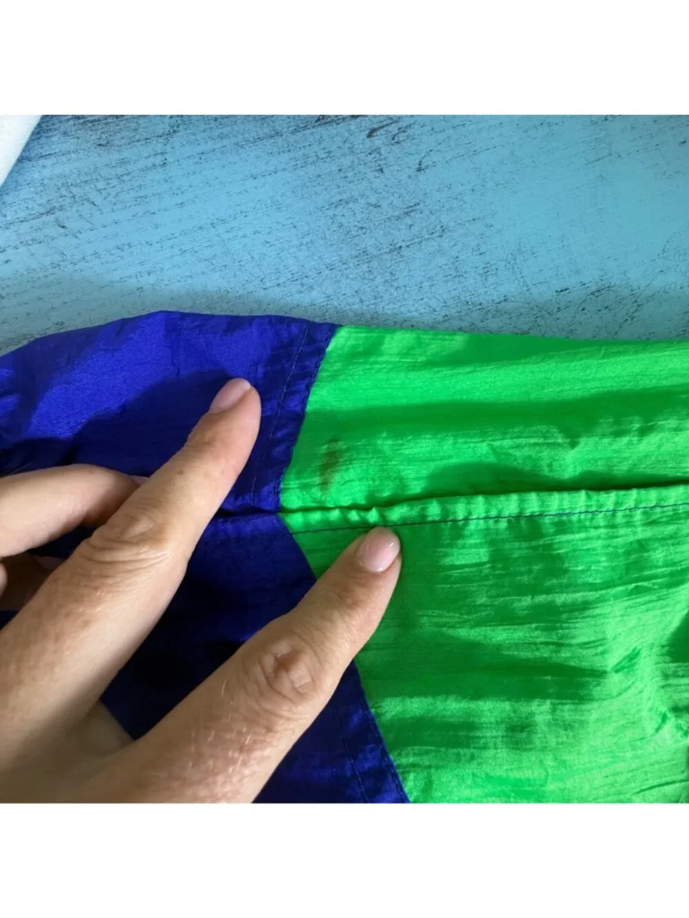 Vintage 90s Umbro Colorblock Nylon Soccer Shorts Blue Purple Split USA Sz L